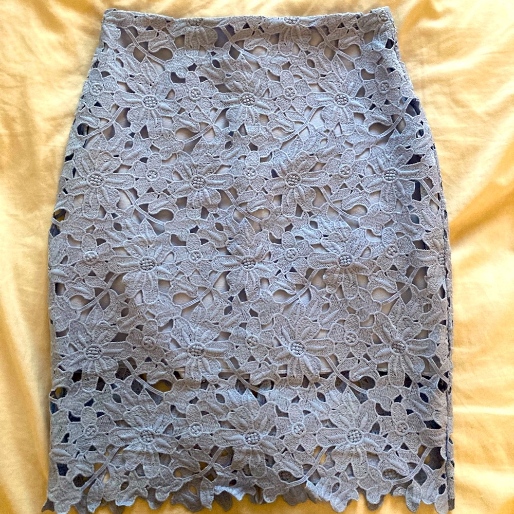 Made in Korea Skyblue Flower Lace Pencil Skirt